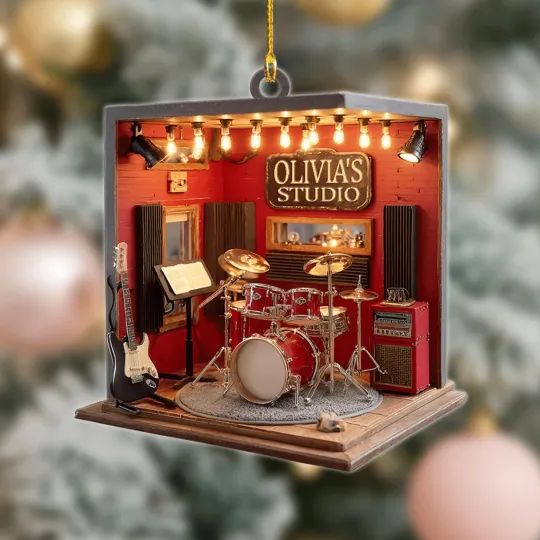 Discover Personalized Music Studio Ornament, Custom Band Room Christmas Decoration