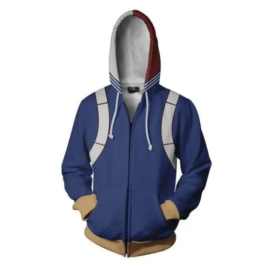 Discover Hero Anime Hoodie Shoto Todoroki Cosplay Casual Zipper Jacket