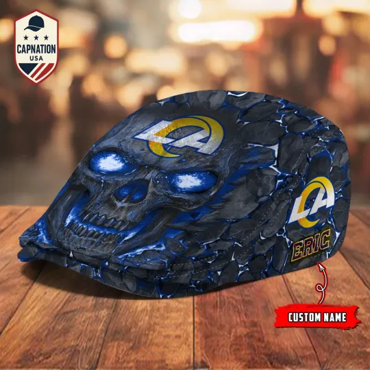 Discover Los-Angeles-Rams Jeff Cap H davidson Jeff Cap football Newsboy Cap Flat