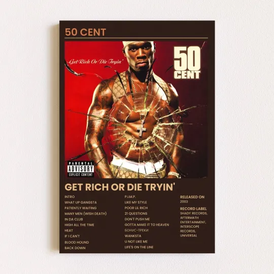 Discover 50 Cent Get Rich or Die Tryin' Album Cover Poster