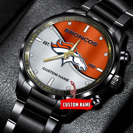 Discover Denvers Team Broncos Football Black Stainless Steel Watch