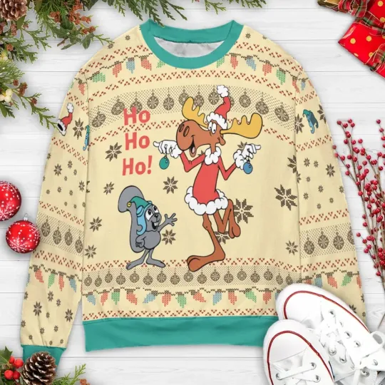 Discover Rocky Santa With Baubles Ugly Christmas Sweatshirt