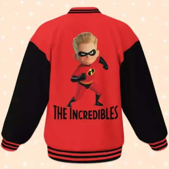 Personalized Disney The Incredibles Dash Red Baseball Jacket Adult Varsity Jacket