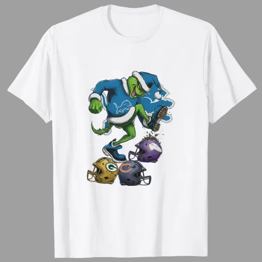 Discover Santa funny character Detroit Lions Stomp On Football Team T-Shirt, Gift for Fan