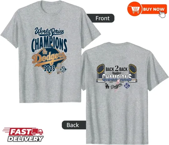 Discover Dodgers World Series Champions Back To Back Graphic Tee Two Sided