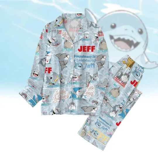 Discover Shark Pajamas Set, Ocean Nightwear, Cute Shark Sleepwear, Summer PJs