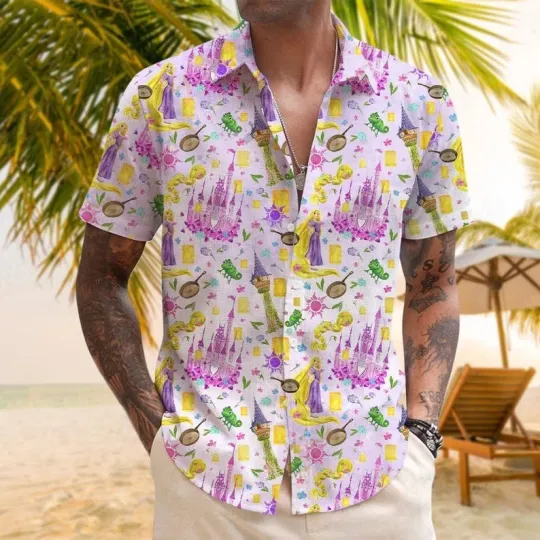Discover Disney Princess Hawaiian Shirt, Rapunzel Hawaiian Shirt, Disney Tangled Shirt