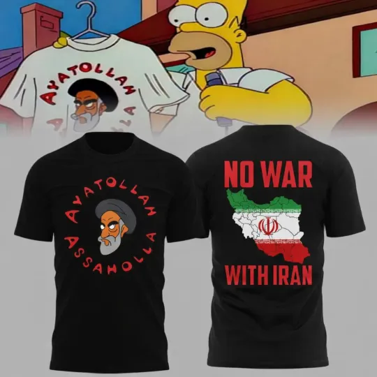 Discover Ayatollah Assahola x The Simpsons No War With Iran 2026 T-Shirt