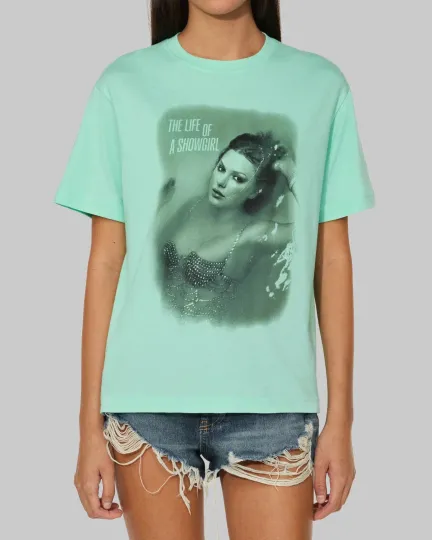 Discover OFFICIAL Swift Merch The Life of a Showgirl Mint T-Shirt