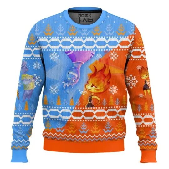 Discover Waltt Disney Ember And Wave Elemental Ugly Christmas Sweater