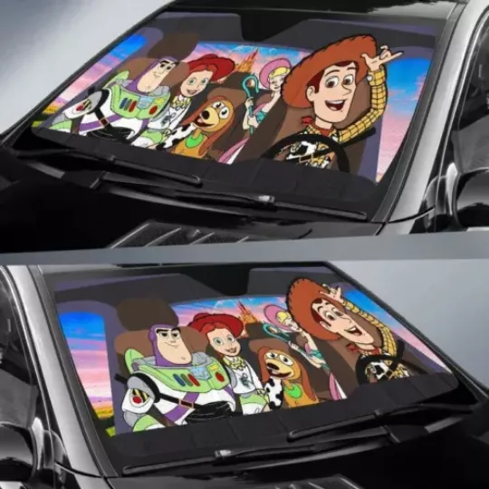 Toy Story Family Car Sun Shade, Toy Story Car Decor, Car Auto Sun Shade