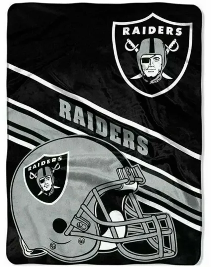 Discover Las Vegas Raiders Football Royal  Raschel Throw Blanket