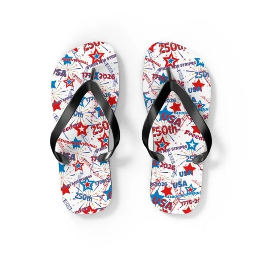 Discover USA 250th Anniversary Flip Flops, 1776–2026 Patriotic Semiquincentennial Flip Flops