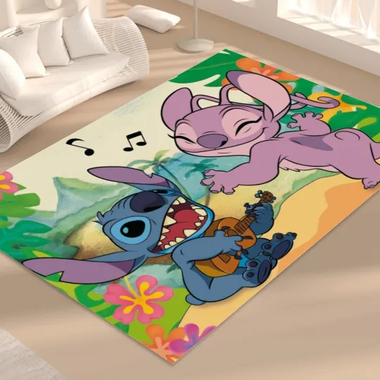 Discover Lilo & Stitch Angel Print Foldable Rectangular Floor Mat Rug Anti-Skid