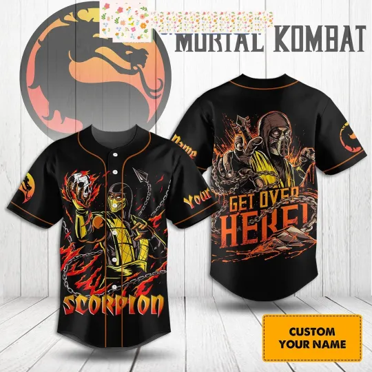 Discover Mortal Kombat Get Over Here Dragon Personalized Baseball Jersey