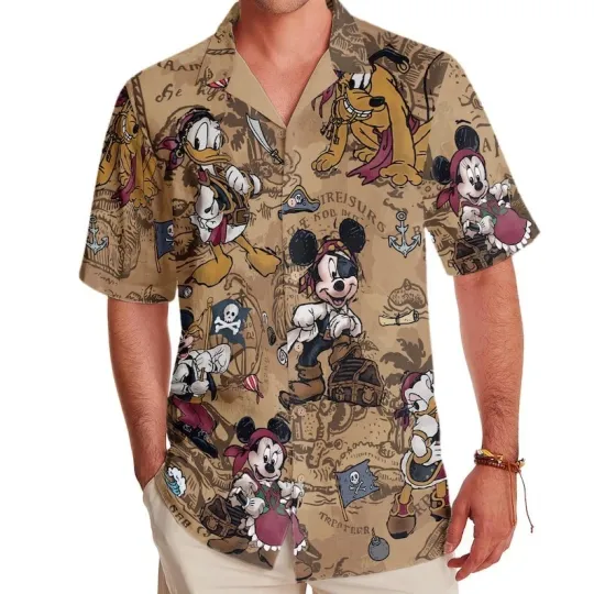 Discover Disney Mickey And Friends Pirates Hawaiian, Pirates Of The Caribbean Hawaiian Shirt