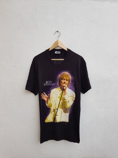Vintage 90s Rod Stewart A Night To Remember Music Tour Giant Printed Graphic Tops T-Shirt