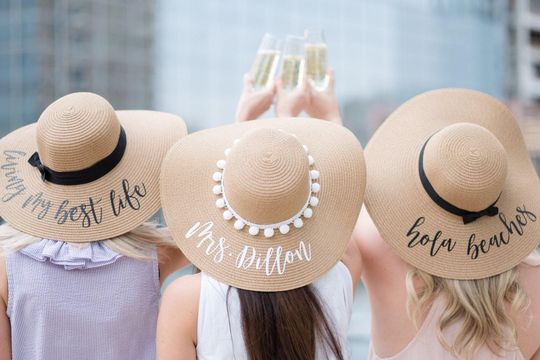Custom Floppy Beach Hat for Bachelorette Trip and Honeymoon