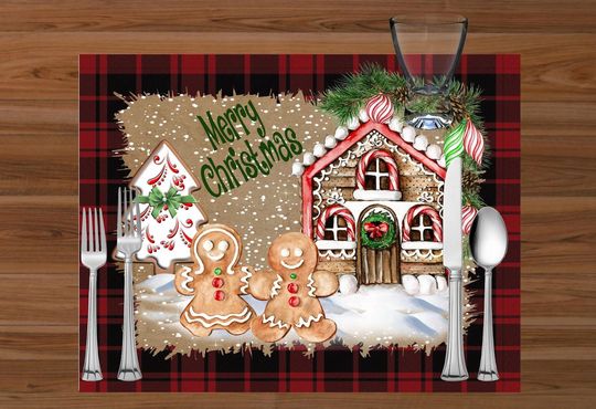 Gingerbread Christmas Table Placemats for Holiday Decor