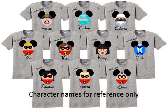 INCREDIBLES FAMILY Disney Vacation Disney Group Shirts Disney Matching Shirts Disney Personalized Shirts Disney Family Shirts