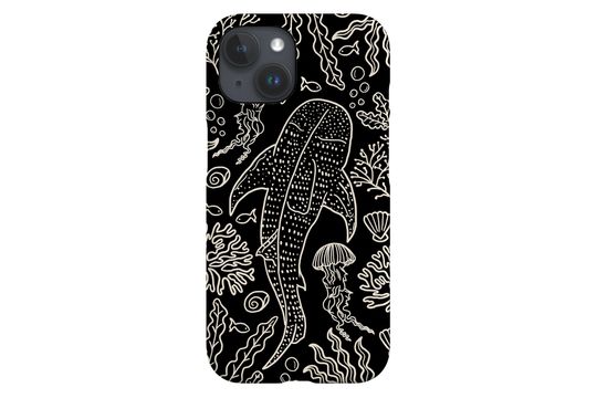 Black Whale Shark Coral Reef Phone Case