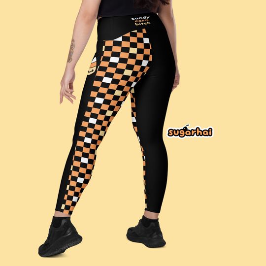 Halloween Leggings with Pockets, Candy Corn Details, Plus Sizes