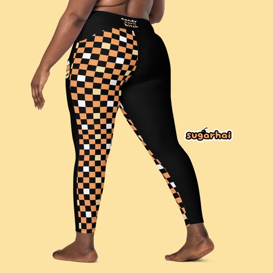 Halloween Leggings with Pockets, Candy Corn Details, Plus Sizes