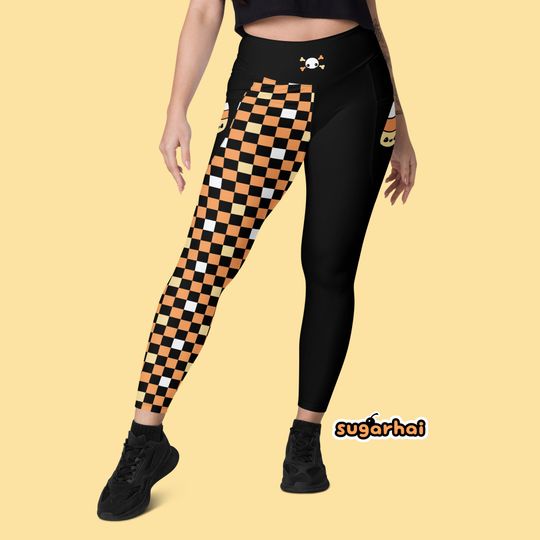 Halloween Leggings with Pockets, Candy Corn Details, Plus Sizes