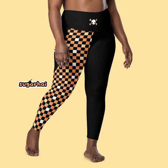 Halloween Leggings with Pockets, Candy Corn Details, Plus Sizes