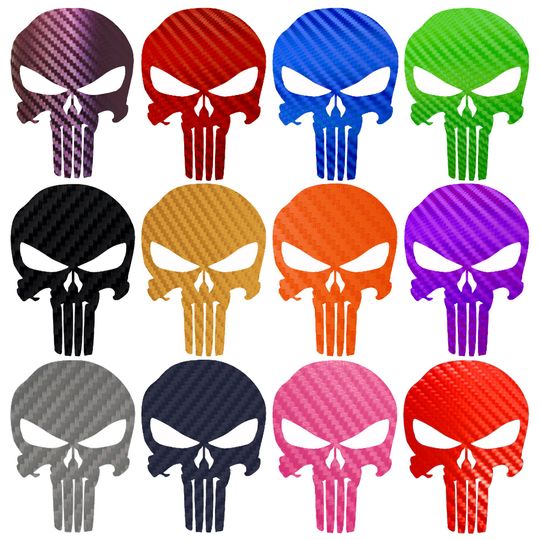 Punisher Skull Decal - Carbon Fiber Vinyl Sticker
