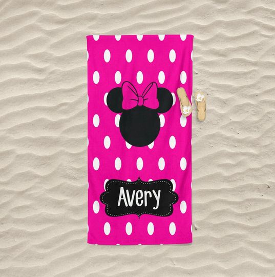 Personalized Monogram Beach Towel Minnie Mouse Towel Personalized Personalized Mickey Mouse Towel