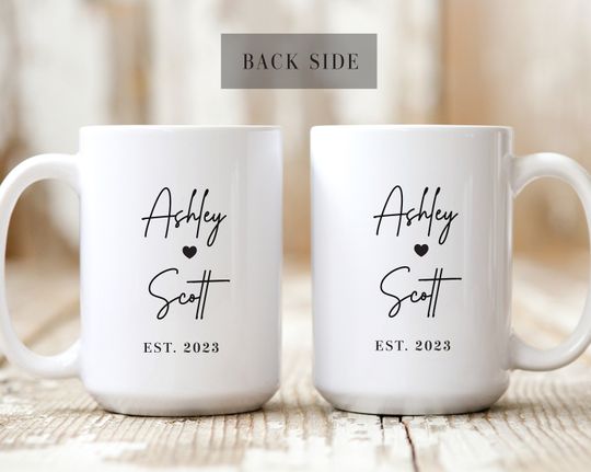 Personalized Wedding Mugs, Couples Ceramic Mugs