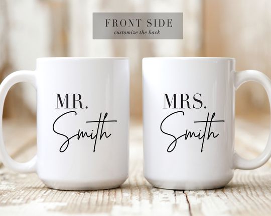 Personalized Wedding Mugs, Couples Ceramic Mugs