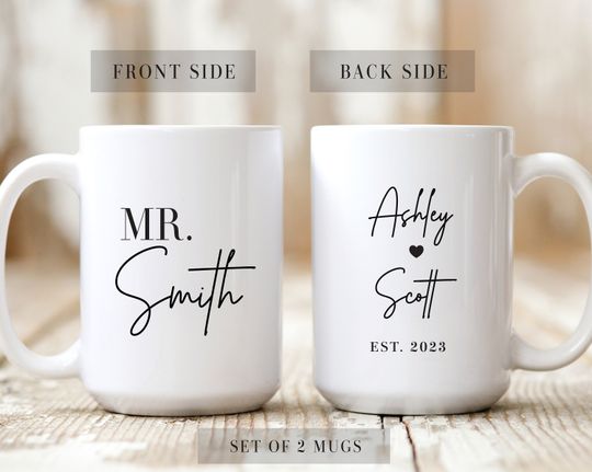 Personalized Wedding Mugs, Couples Ceramic Mugs