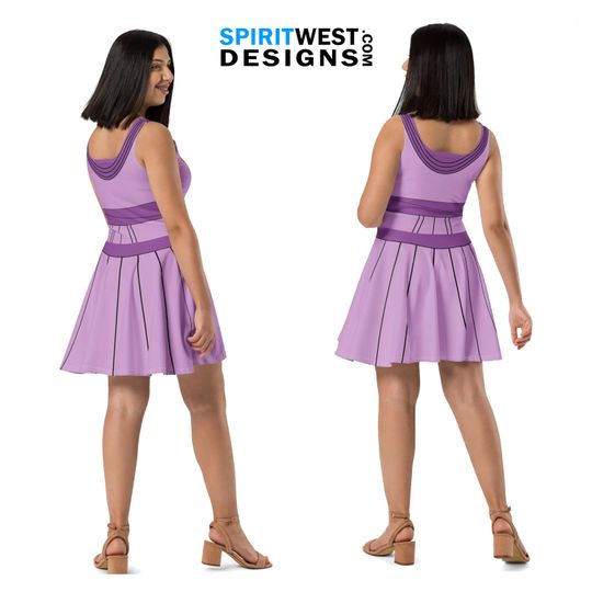 Princess Megara Fitted Bodycon Skater Dress Halloween Cosplay Costume