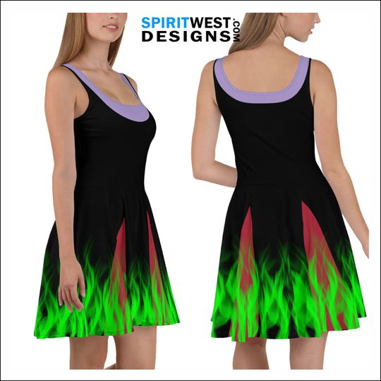 Maleficent Costume Skater Dress | Villain Cosplay Halloween Costume | Costume Dance Running Costume