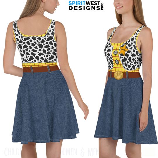 Woody Costume Skater Dress, Toy Story Cosplay Halloween Dress Up Dance Gymnastics RunDisney Costume Running Activewear