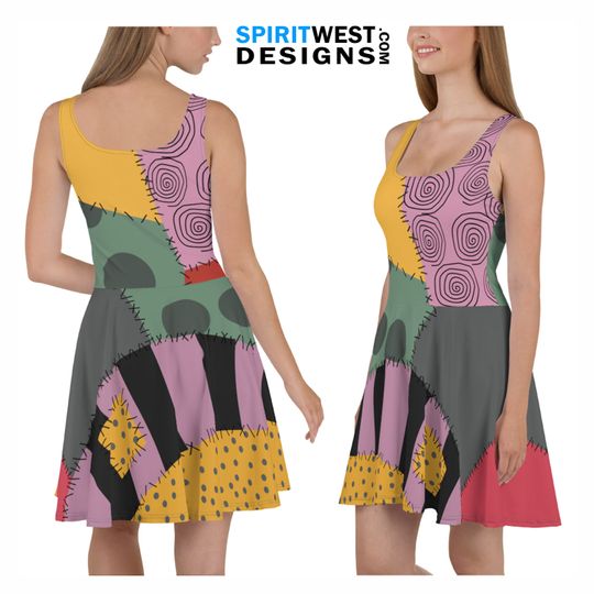 Nightmare Sally Costume Skater Dress | Nightmare Before Christmas Cosplay Halloween Ragdoll Costume Zombie Costume