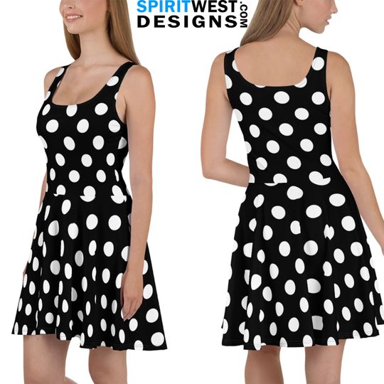 White Polka Dot Mouse Skater Dress, Cosplay Bodycon Halloween Woman Teen Costume | Workout Running Costume