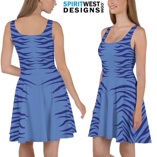 Blue Alien Costume Skater Dress| Activewear Running Festival Cosplay Bodycon Halloween Women's Dress Up