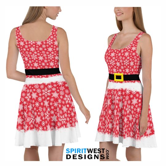 Christmas Dress Costume | Red Snowflake Holiday Skater Dress | Party Cosplay Costume
