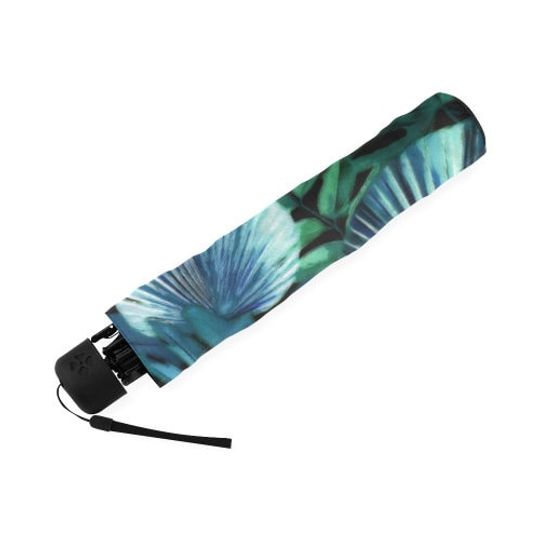 Tropical Leaf Dark Green Palm Tree Foldable Umbrella