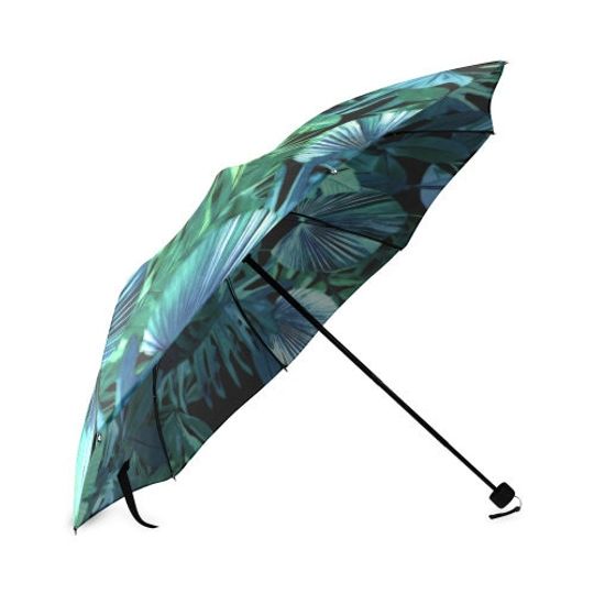 Tropical Leaf Dark Green Palm Tree Foldable Umbrella