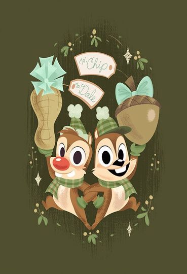 Disney Christmas Chip and Dale Presents Poster