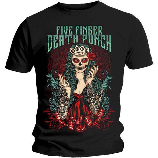 Five Finger Death Punch FFDP Lady Muerta Official Tee T-Shirt
