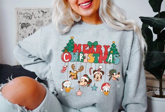 Vintage Merry Christmas Disney Sweatshirt, Disney Christmas Lights Sweatshirt
