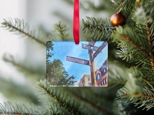 Cornelia Street Watercolor Clear Rectangle Acrylic Ornament