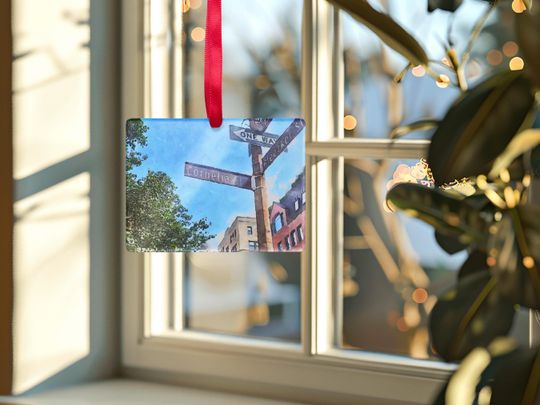 Cornelia Street Watercolor Clear Rectangle Acrylic Ornament