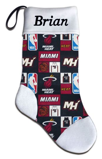 Personalized Miami Basketball Christmas Stocking Embroidered