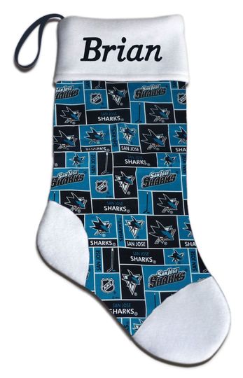 Personalized San Jose California Hockey Christmas Stocking Gift